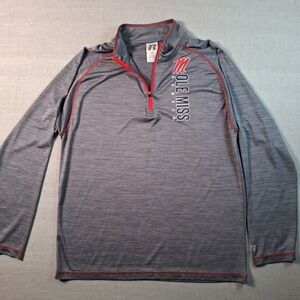 Russell Ole Miss Rebels 1/4 Zip Pullover Mens Large Gray Heathered NCAA Shirt